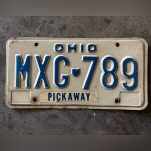 Ohio OH Pickaway County Vintage 1980’s License Plate MXG 789